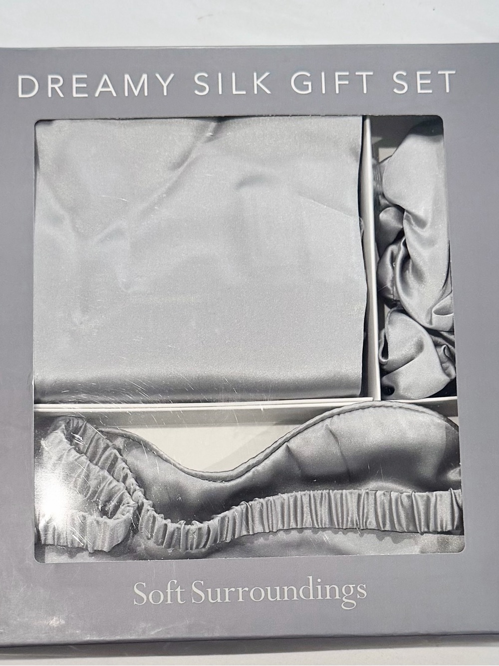 Soft Surroundings Dreamy 100% Silk Gift Set Silver Blue NIB